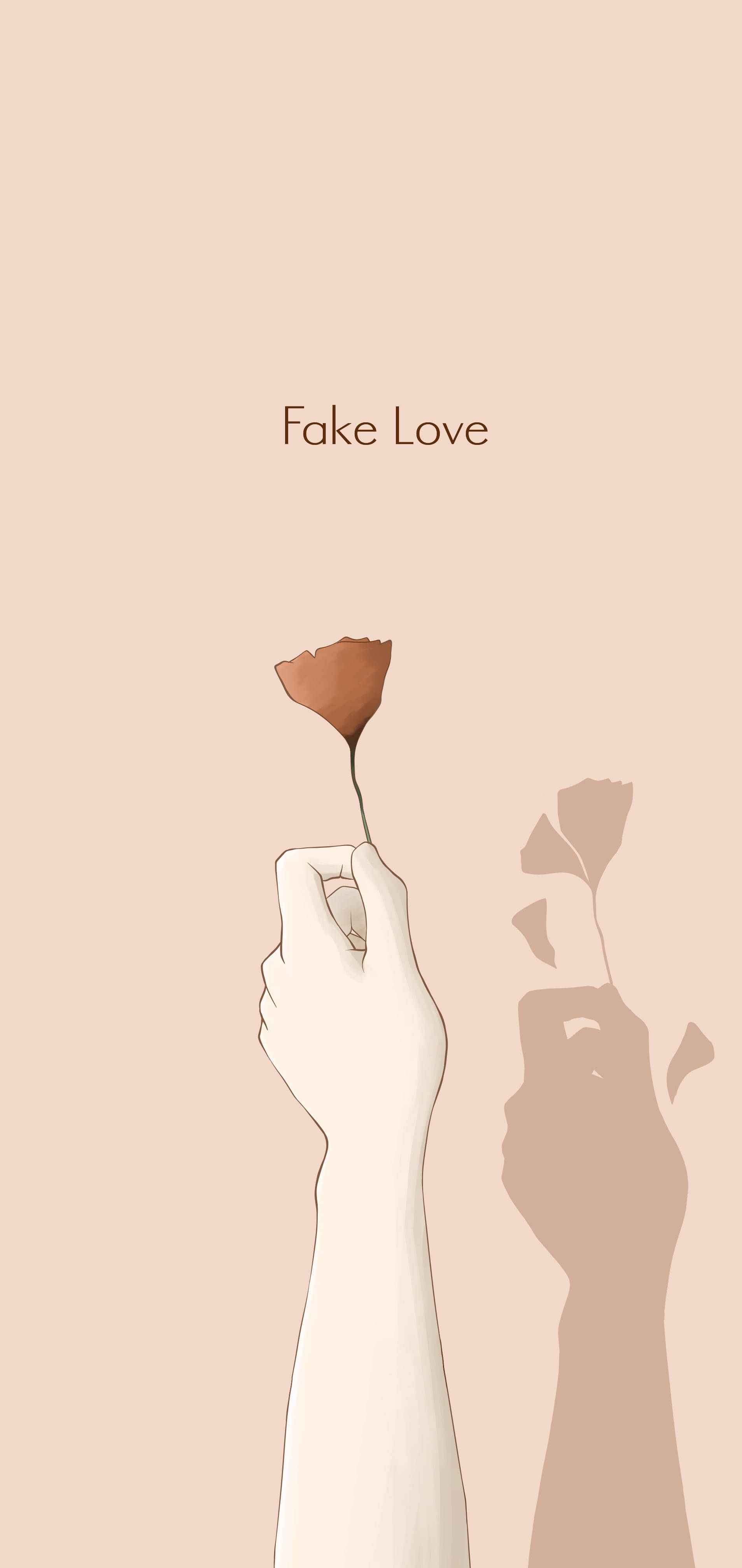 Fake Love, wilted flower, soft peach background, 4K Phone Wallpaper