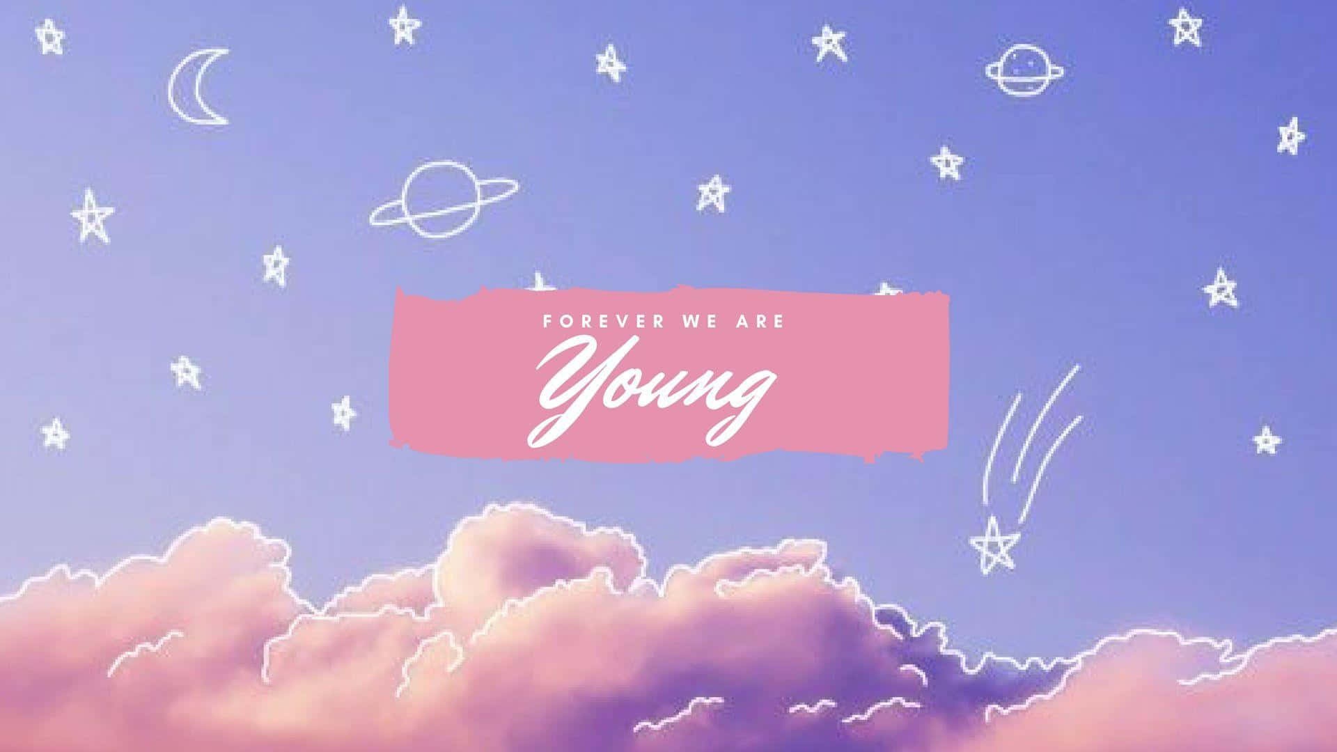 BTS, pastel sky, pink clouds, Full HD Desktop Wallpaper
