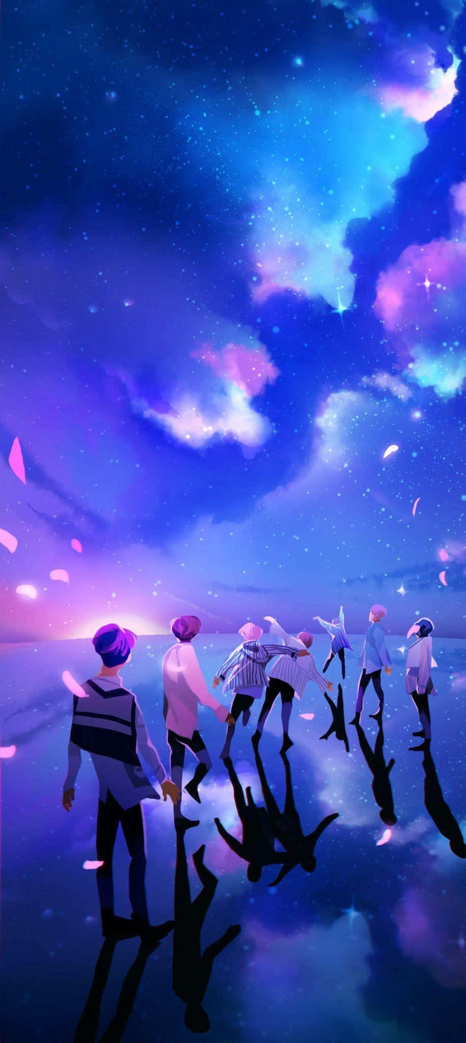 BTS, cosmic sky, stars, Full HD Phone Wallpaper