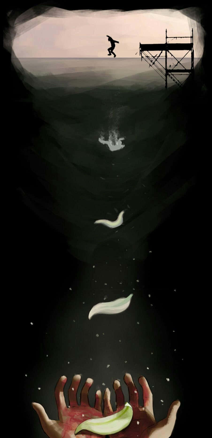 BTS Fanart, diving board, dark abyss, HD Phone Wallpaper