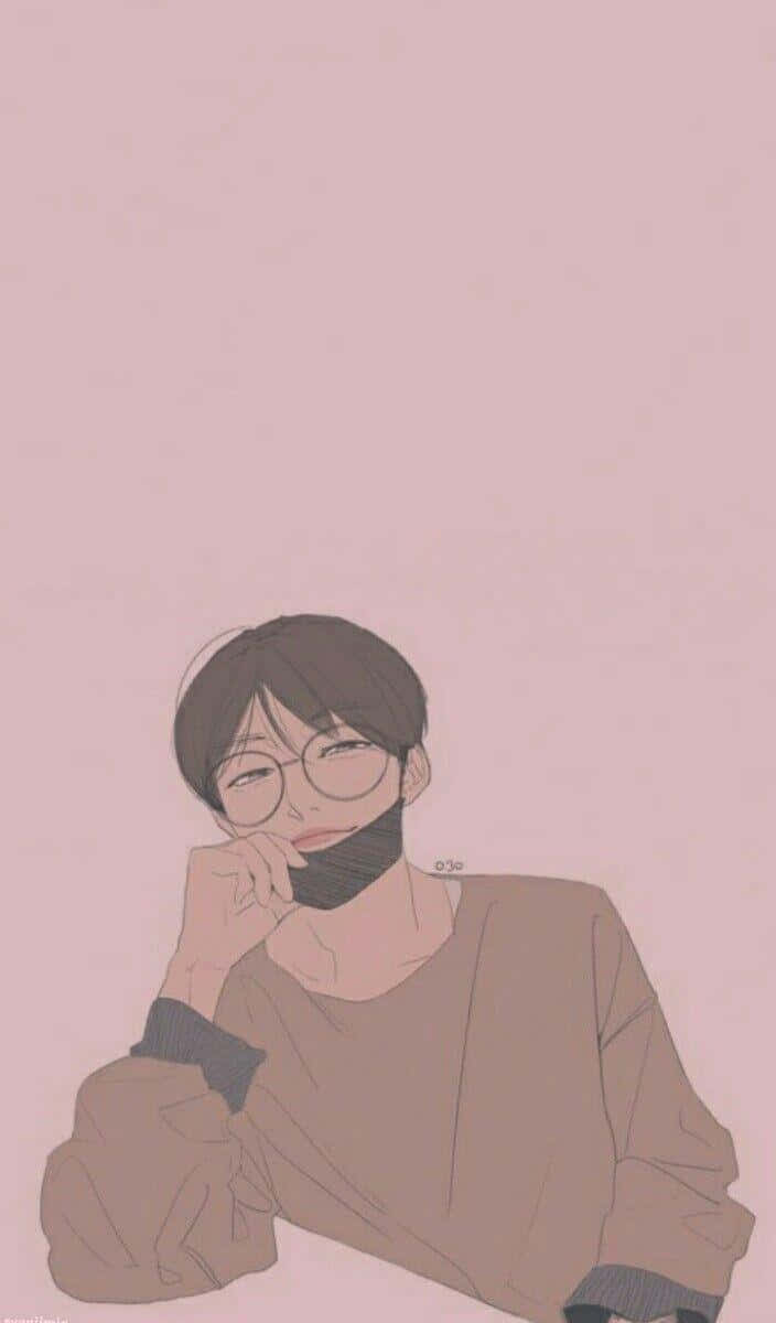 BTS Fanart, anime-style person, glasses, SD Phone Wallpaper