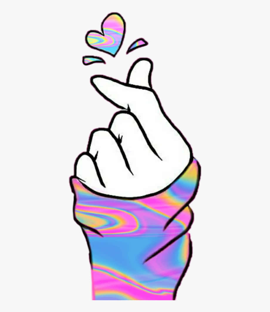 BTS Finger Heart, rainbow, iridescent sleeve, SD Phone Wallpaper