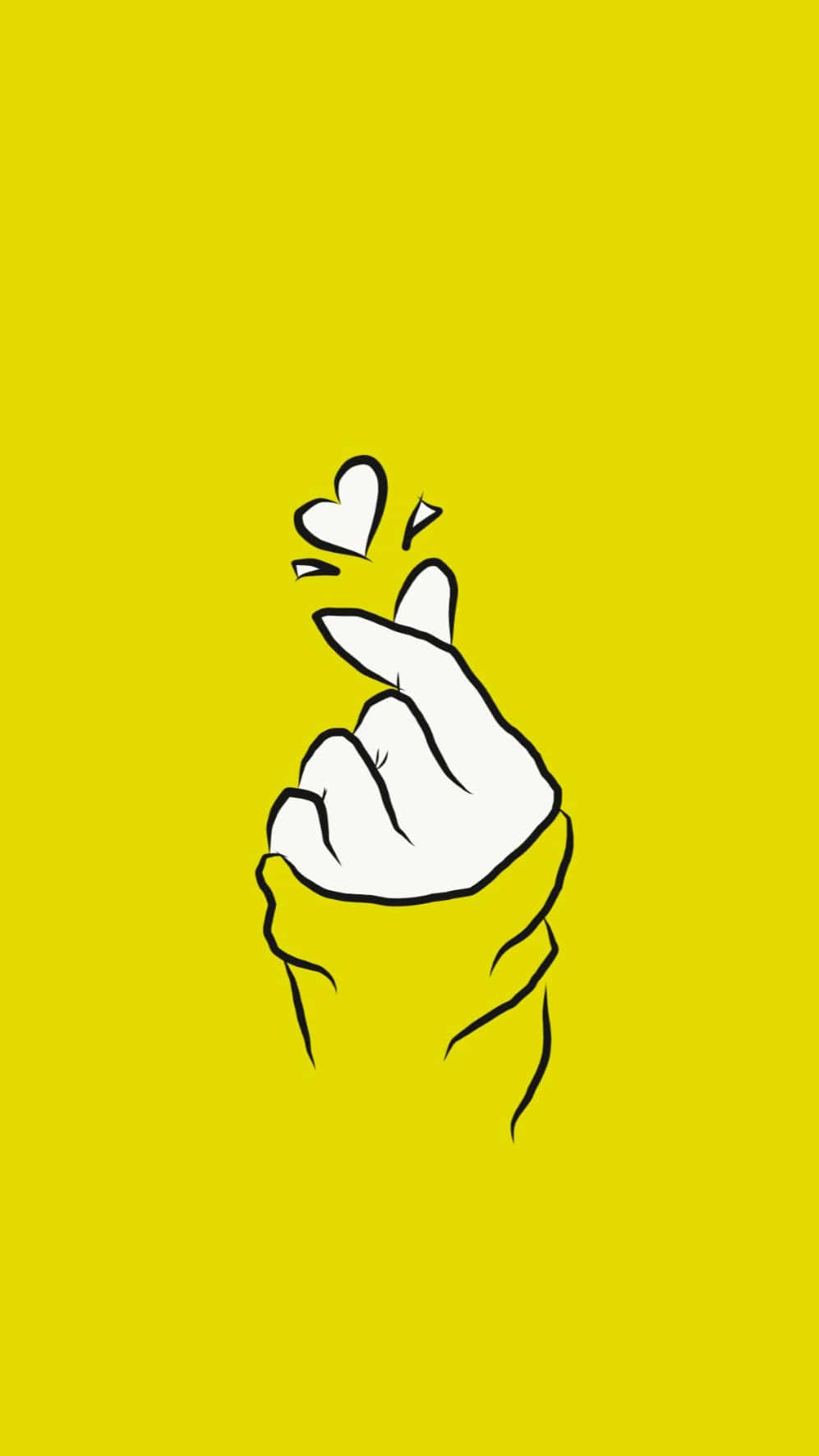 BTS Finger Heart, yellow, white hand, HD Phone Wallpaper