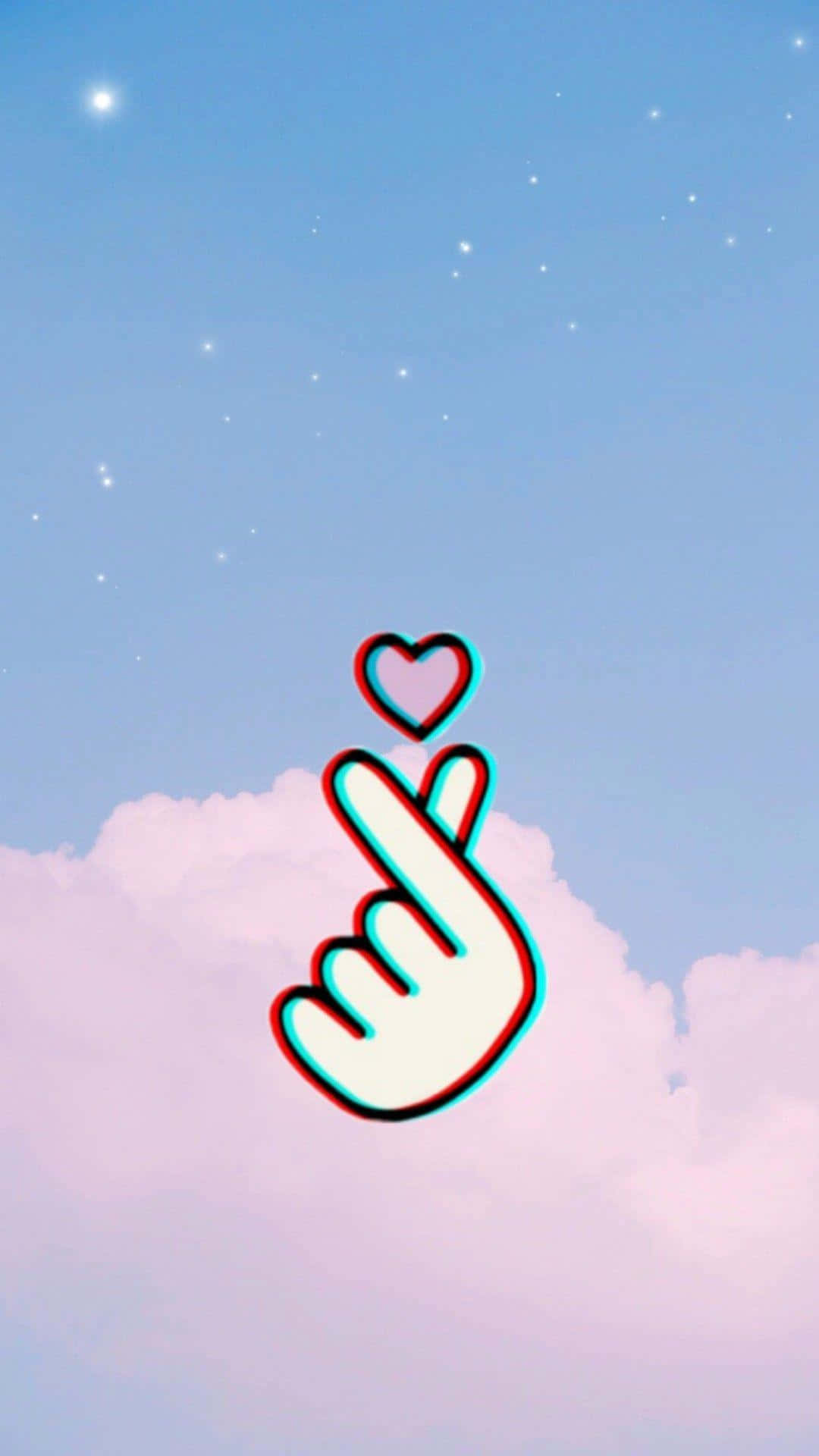 BTS Finger Heart, pastel sky, soft clouds, Full HD Phone Wallpaper