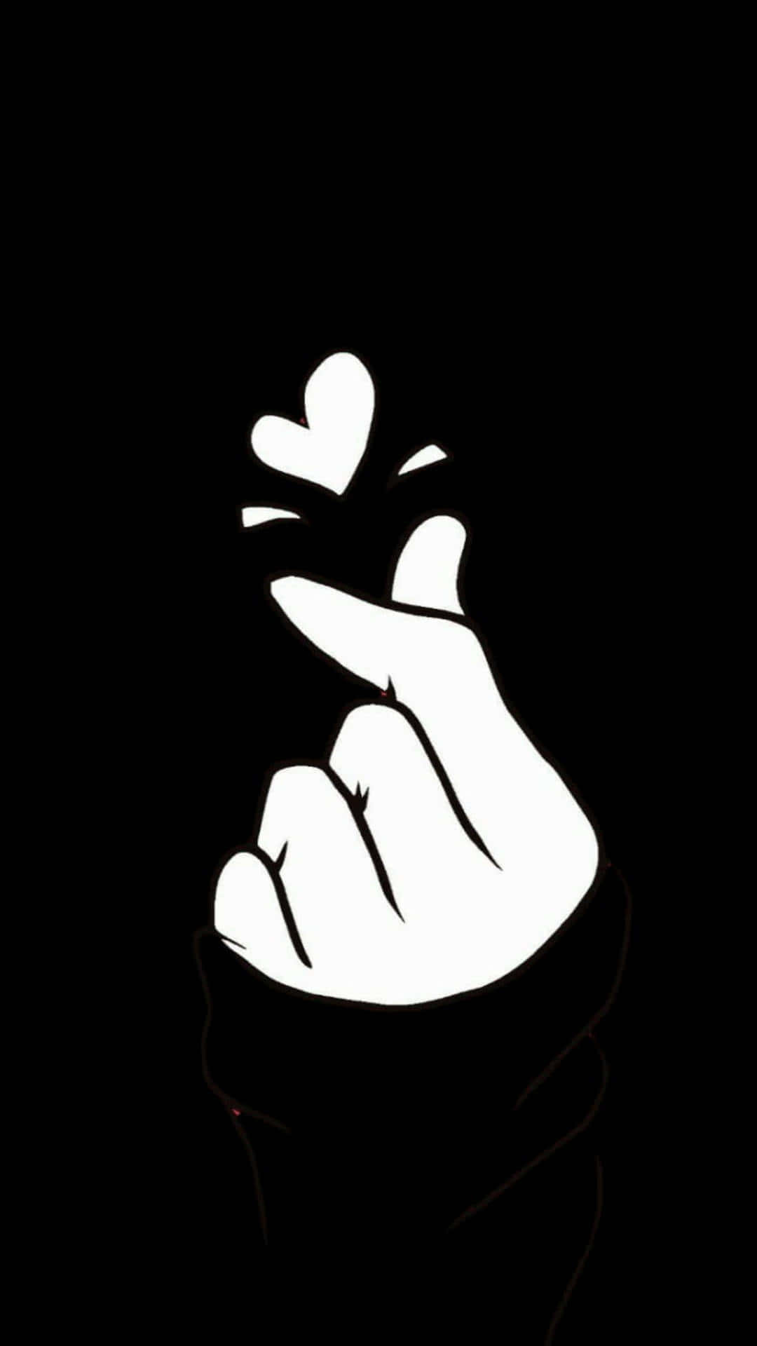 BTS Finger Heart, black background, white hand, Full HD Phone Wallpaper