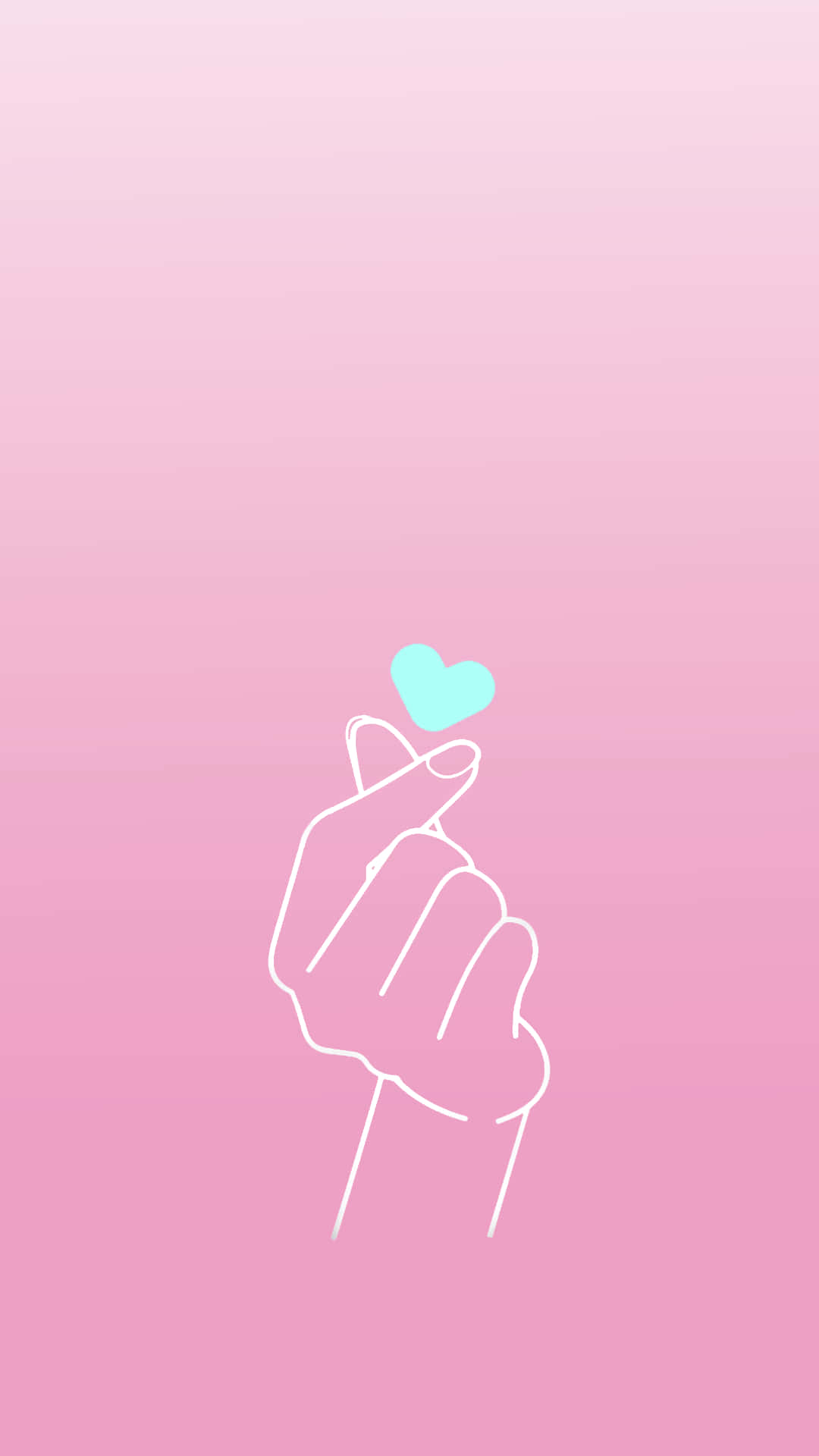 BTS Finger Heart, mint blue, cyan heart, Full HD Phone Wallpaper