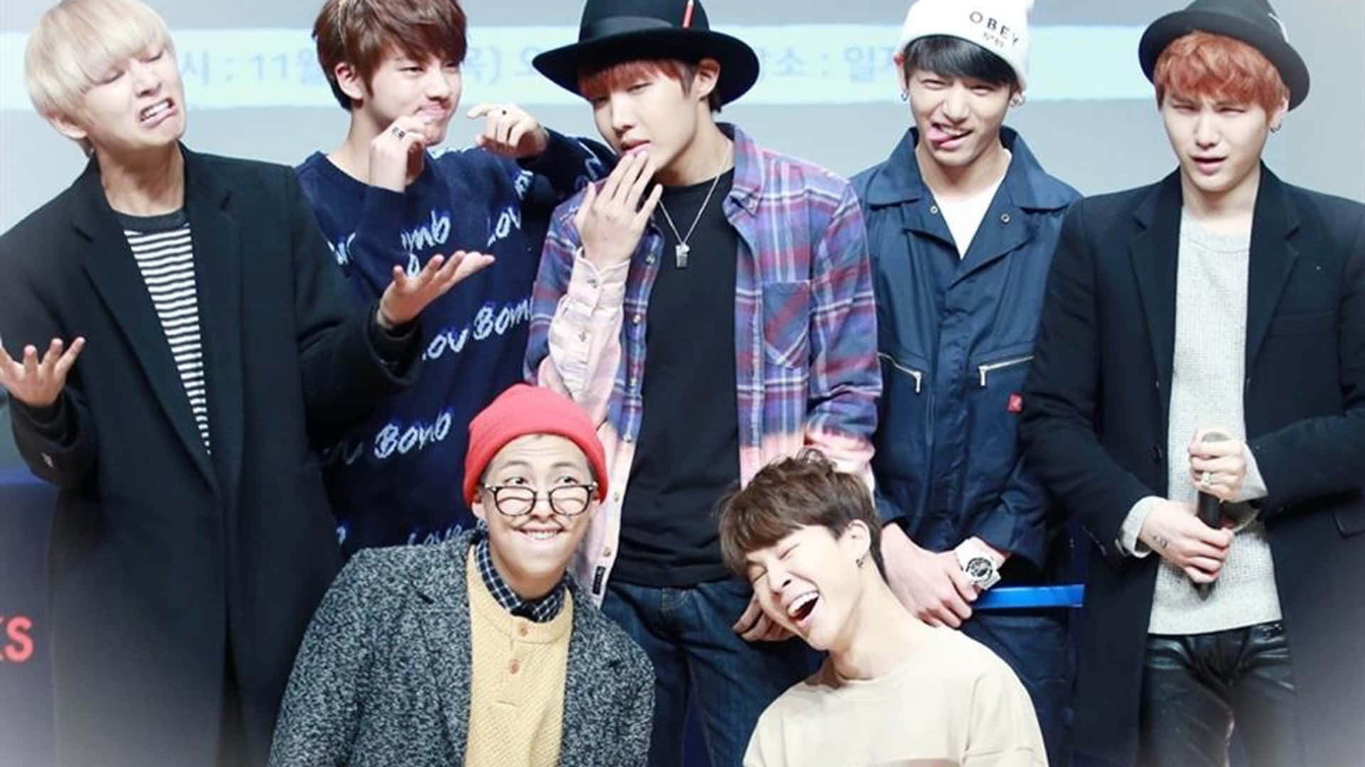 BTS, funny dance routine, press event, Full HD Desktop Wallpaper