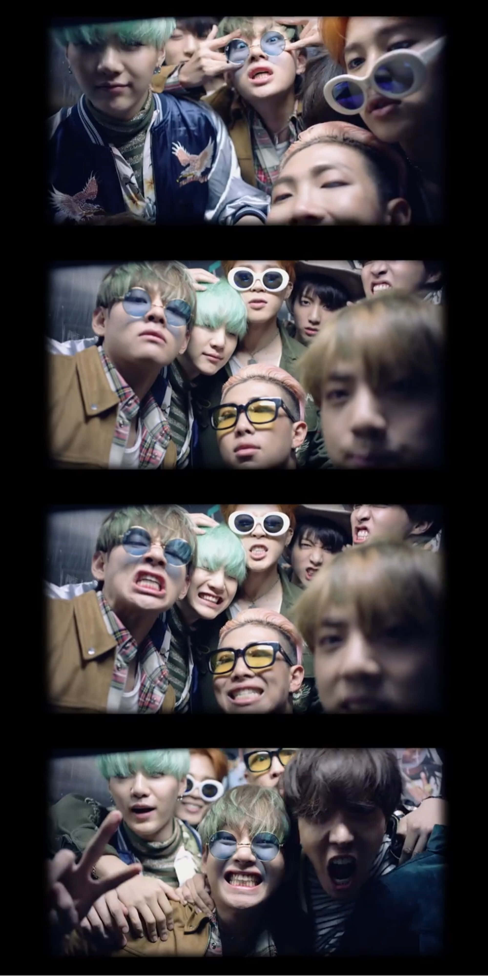 BTS, colorful hair, sunglasses, 4K Phone Wallpaper