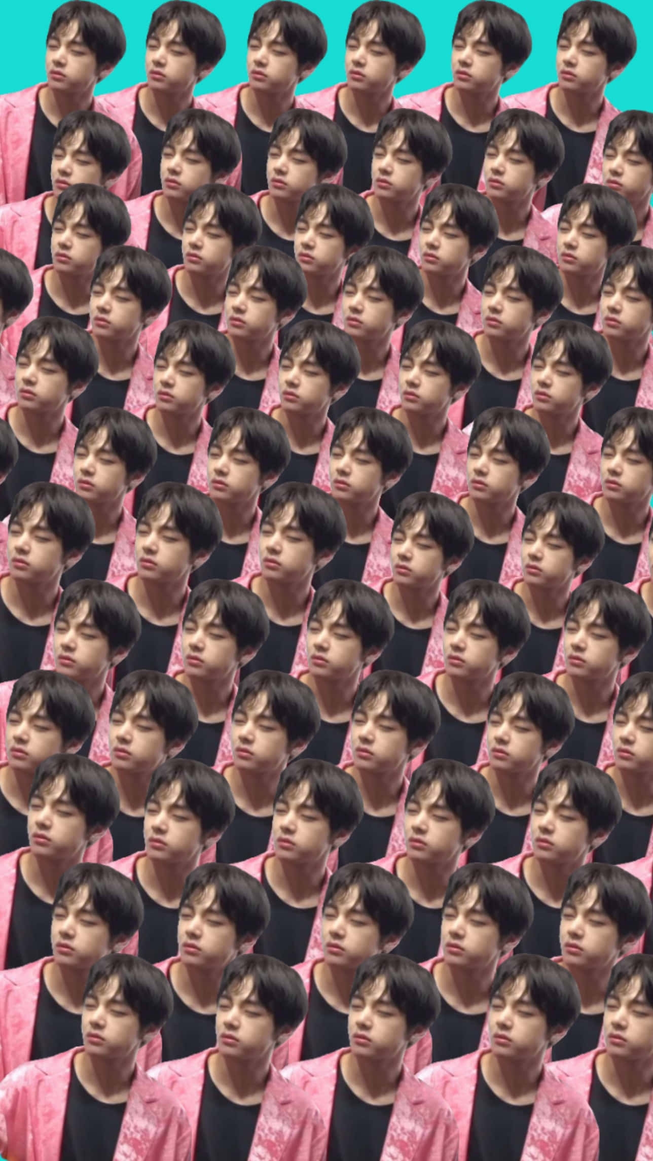 BTS, pink jackets, teal background, Full HD Phone Wallpaper