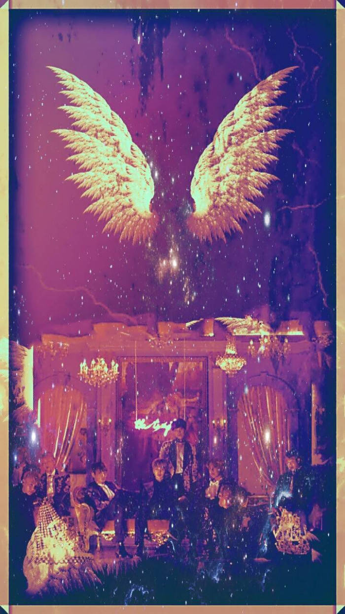 BTS Galaxy, starry wings, golden angel wings, SD Phone Wallpaper