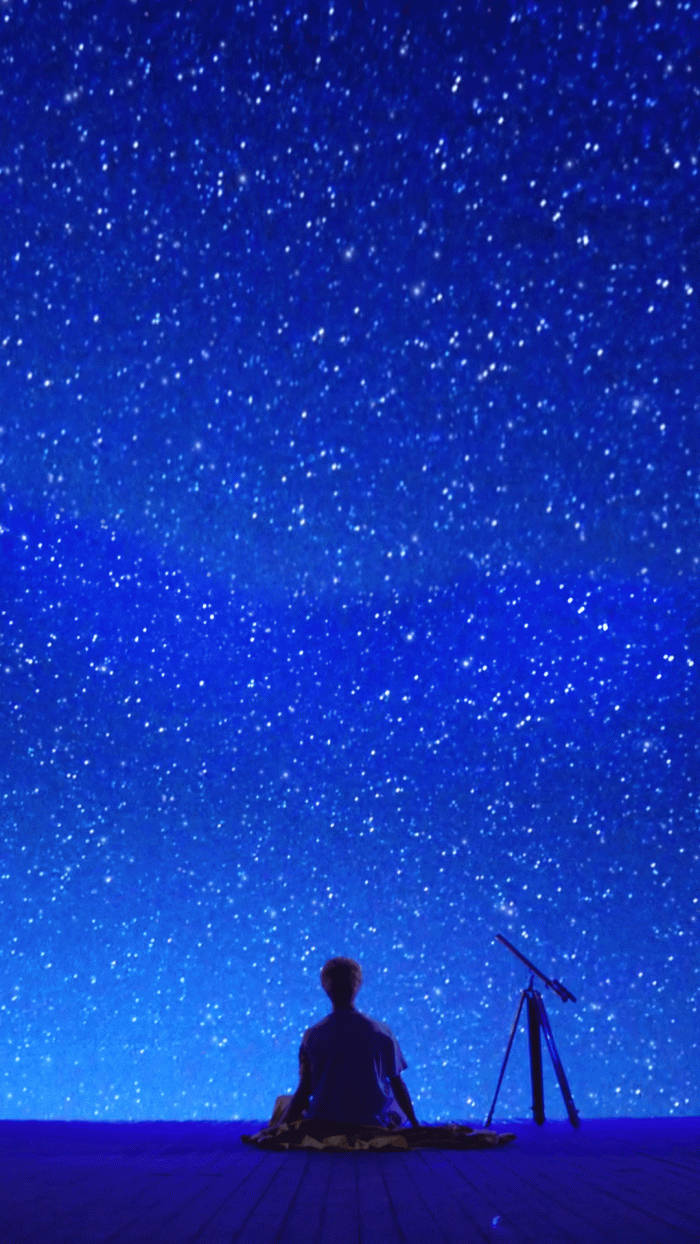 BTS Galaxy, telescope, starry night sky, SD Phone Wallpaper