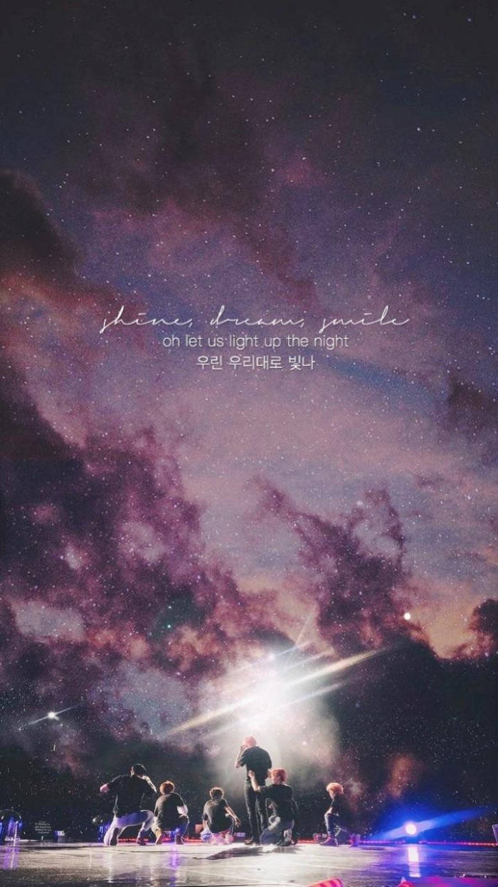 BTS Galaxy, starry night sky, vibrant purple, SD Phone Wallpaper