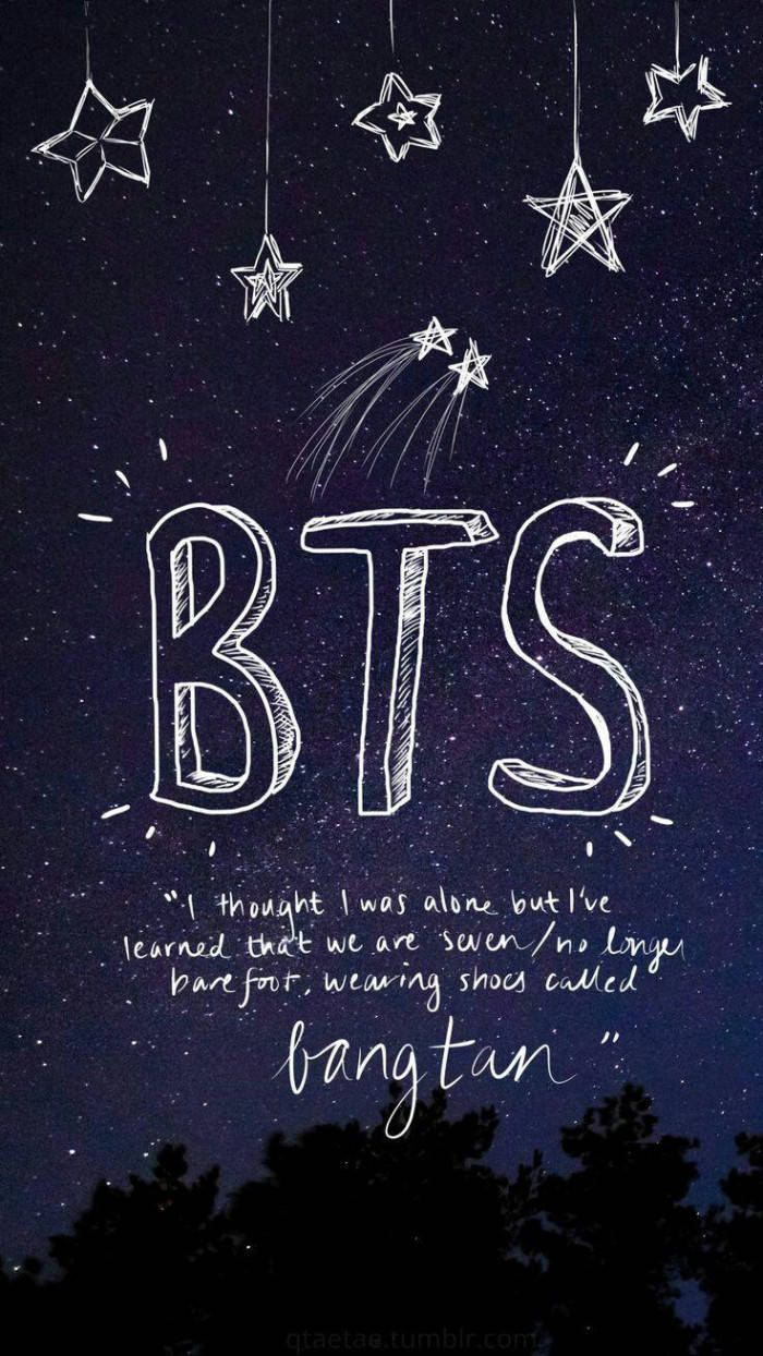BTS Galaxy, starry night sky, hand-drawn stars, SD Phone Wallpaper