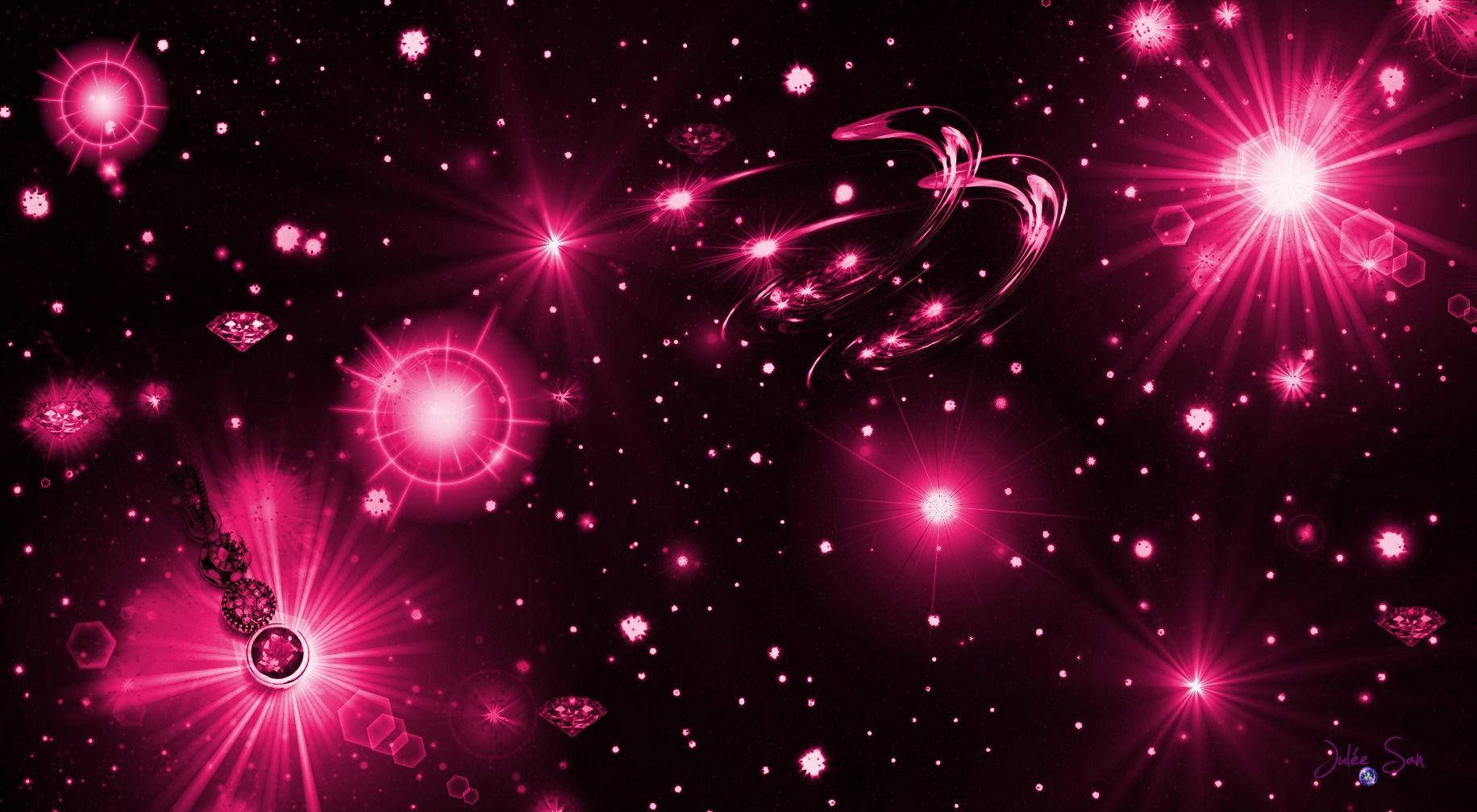 neon pink galaxy, vibrant pink cosmic scene, glowing stars, HD Desktop Wallpaper