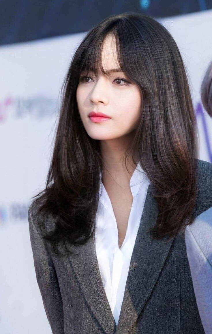 BTS Girls, bangs, long dark hair, SD Phone Wallpaper