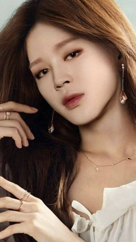 BTS Girls, long brown hair, white blouse, SD Phone Wallpaper