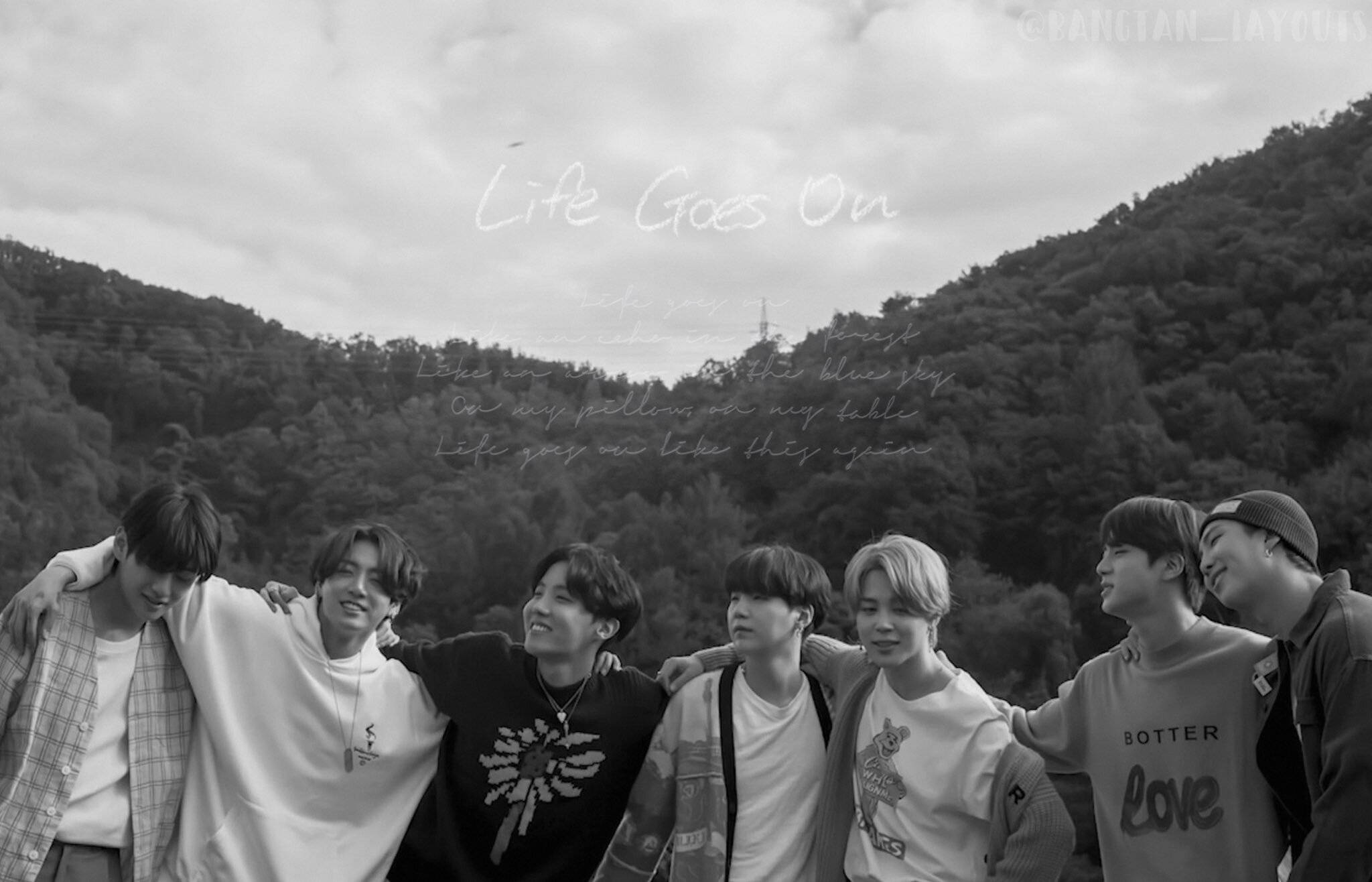 BTS, Life Goes On, grayscale, Full HD Desktop Wallpaper