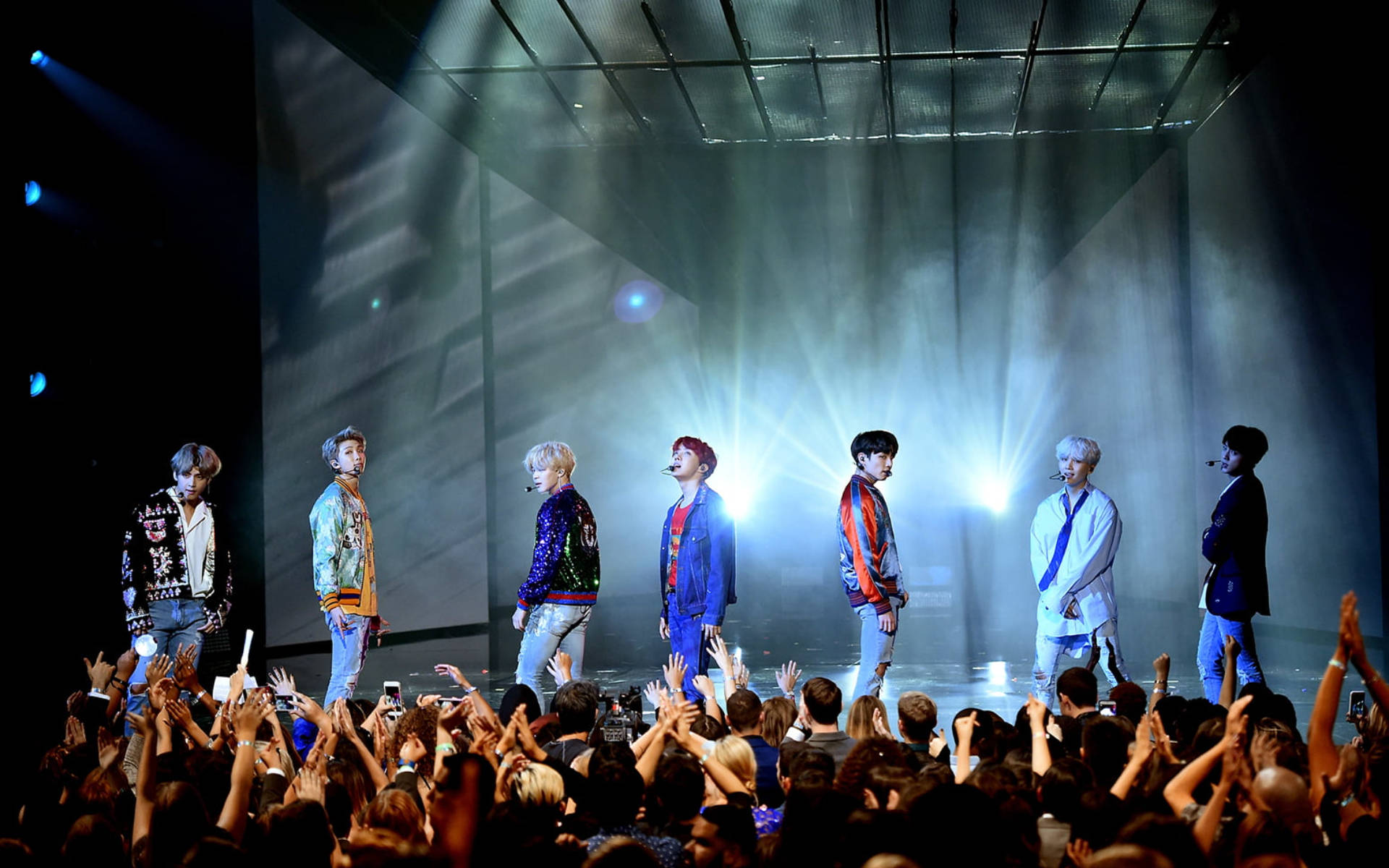 BTS, group photo, stage, Full HD Desktop Wallpaper
