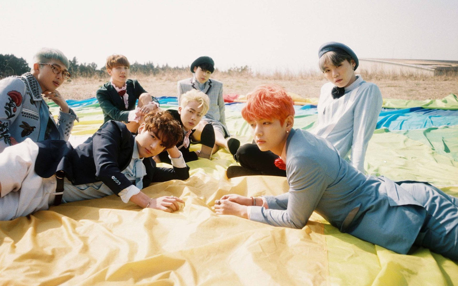 BTS, Group Photo, field, Full HD Desktop Wallpaper