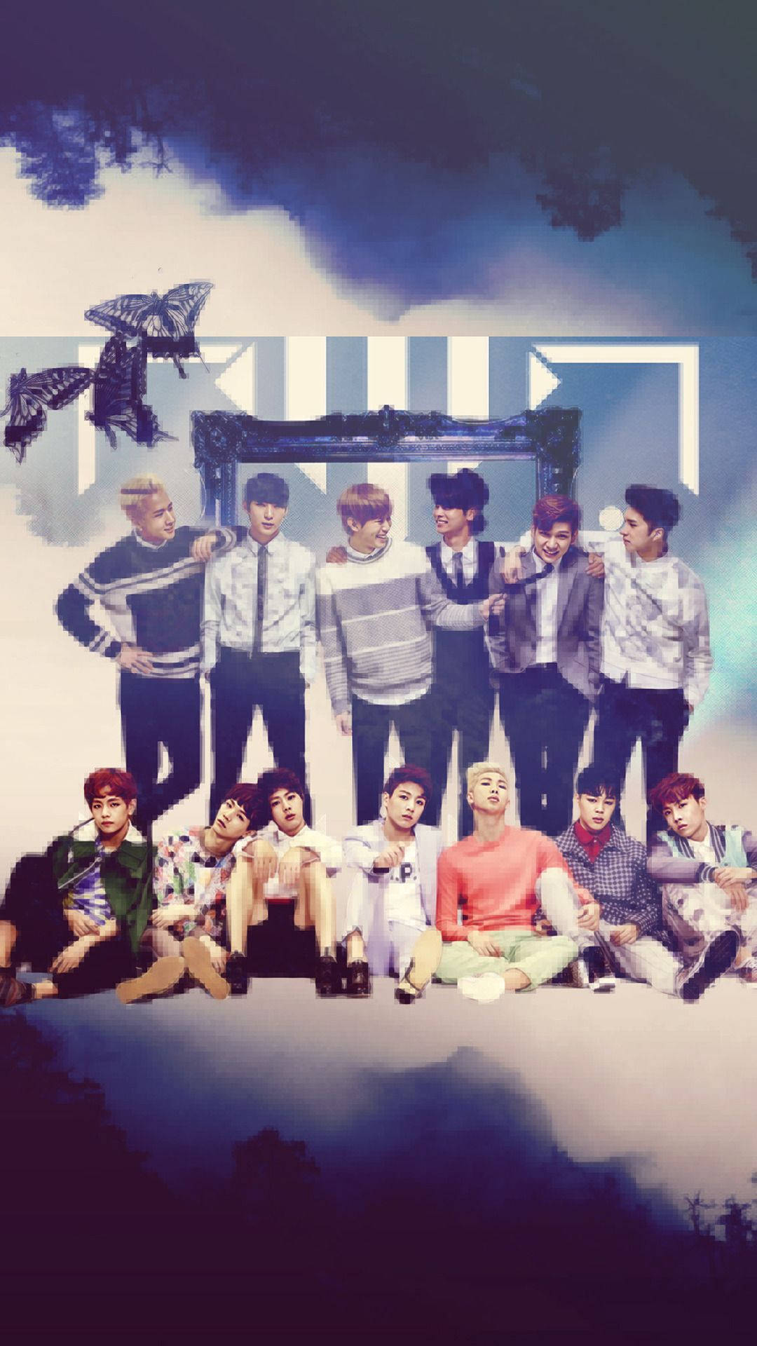 Bts, surreal backdrop, butterflies, Full HD Phone Wallpaper