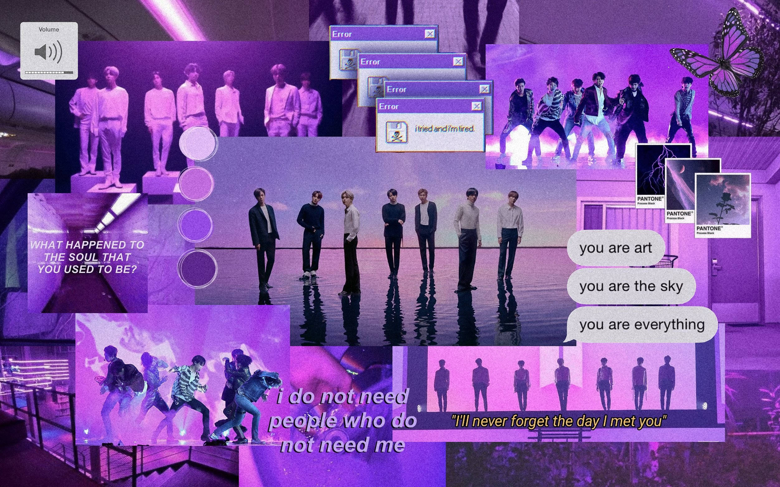 BTS, purple, collage, Full HD Desktop Wallpaper