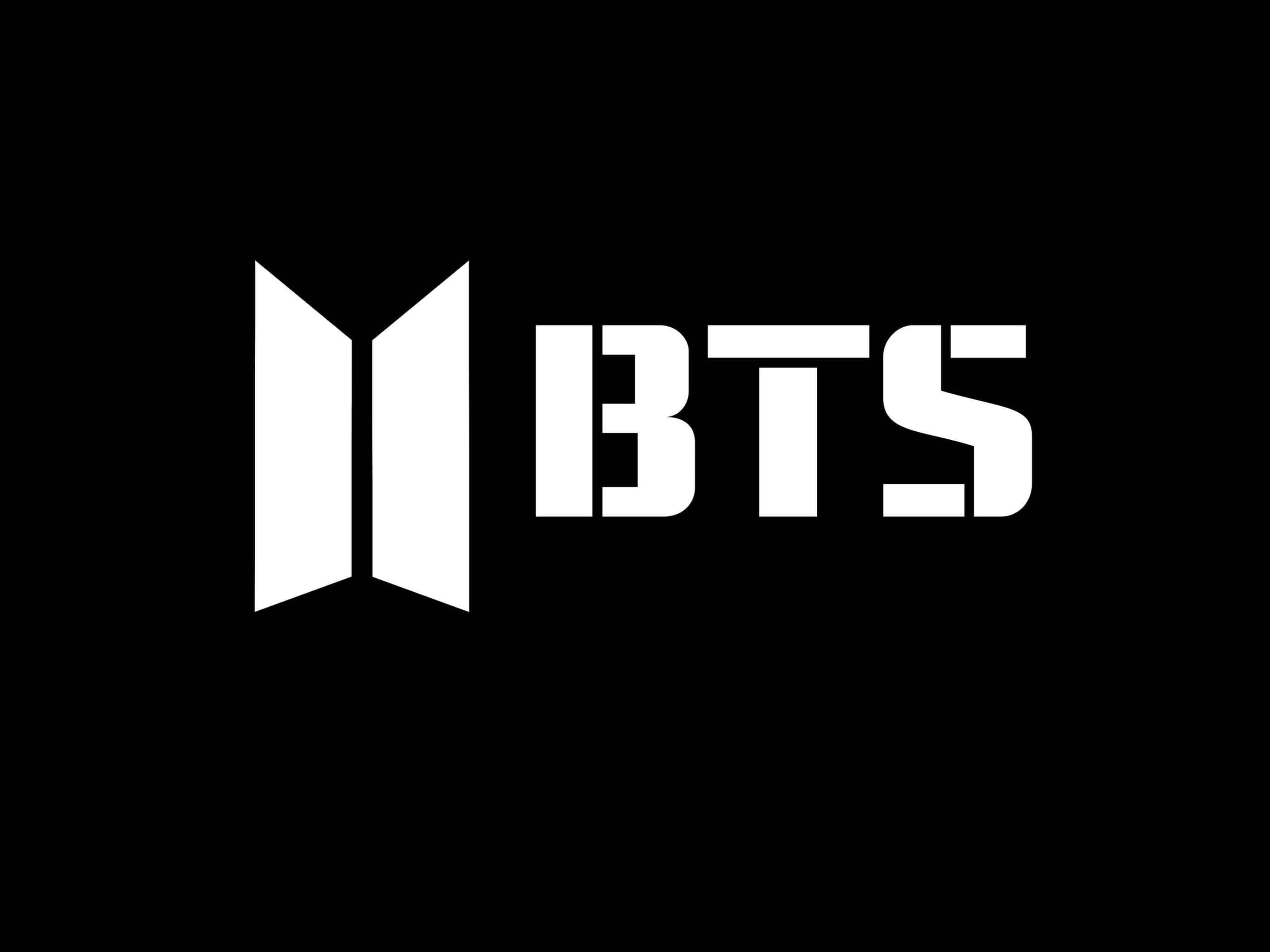 BTS, BTS logo, white, 2K Desktop Wallpaper