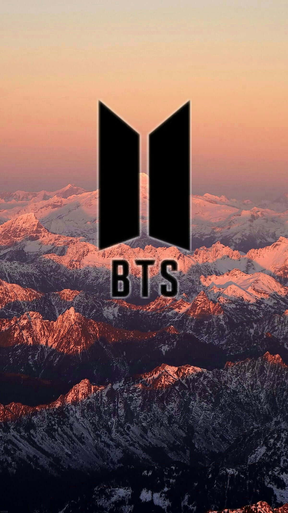 BTS Logo, iPhone, snow-capped mountain range, Full HD Phone Wallpaper