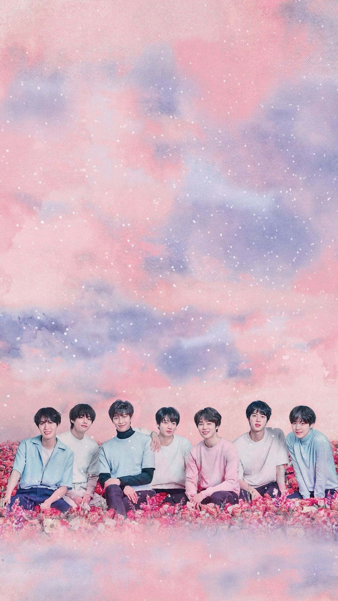 Pastel BTS iPhone, BTS, pink flowers, Full HD Phone Wallpaper