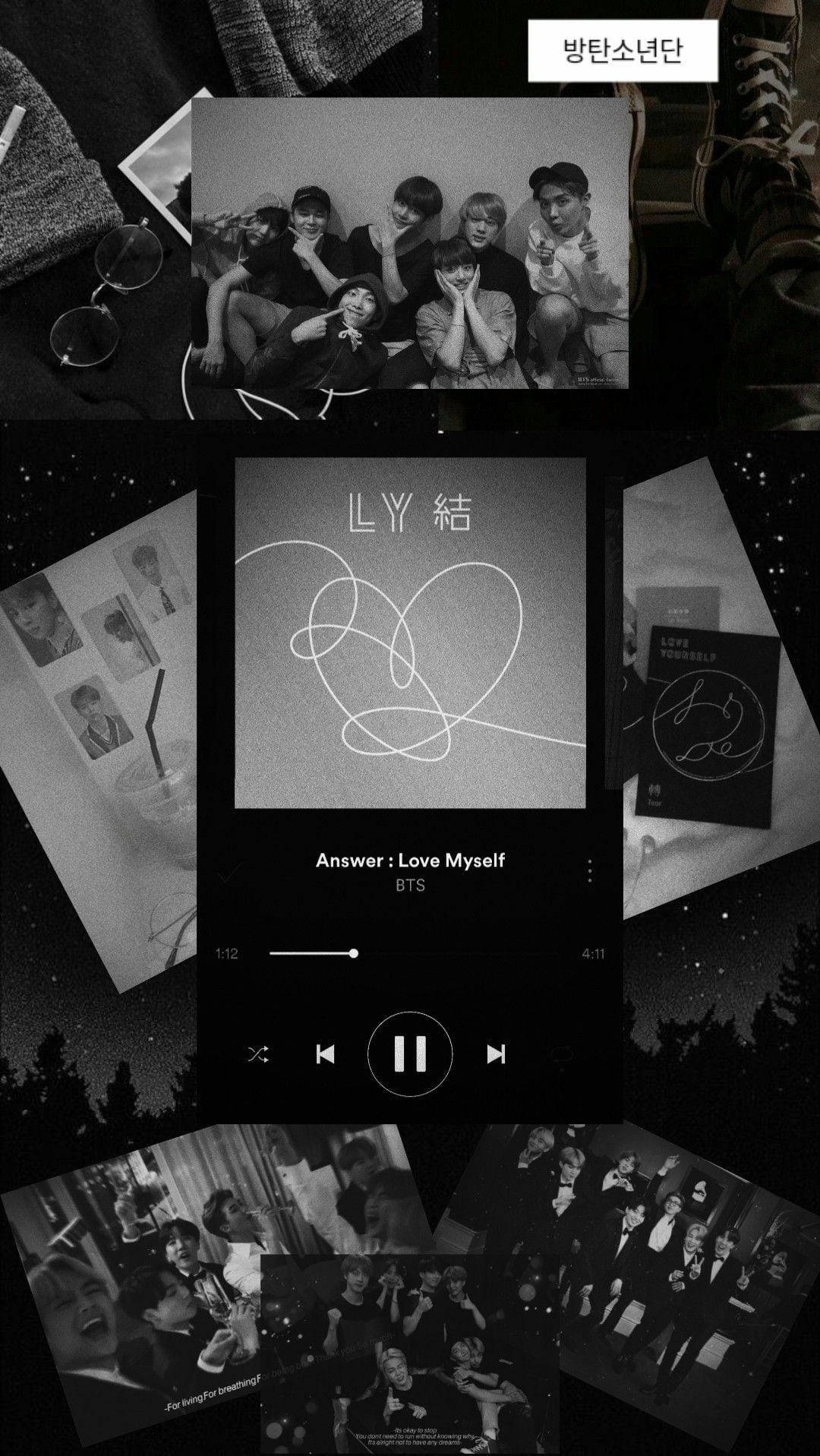 BTS, black aesthetic, collage, HD Phone Wallpaper