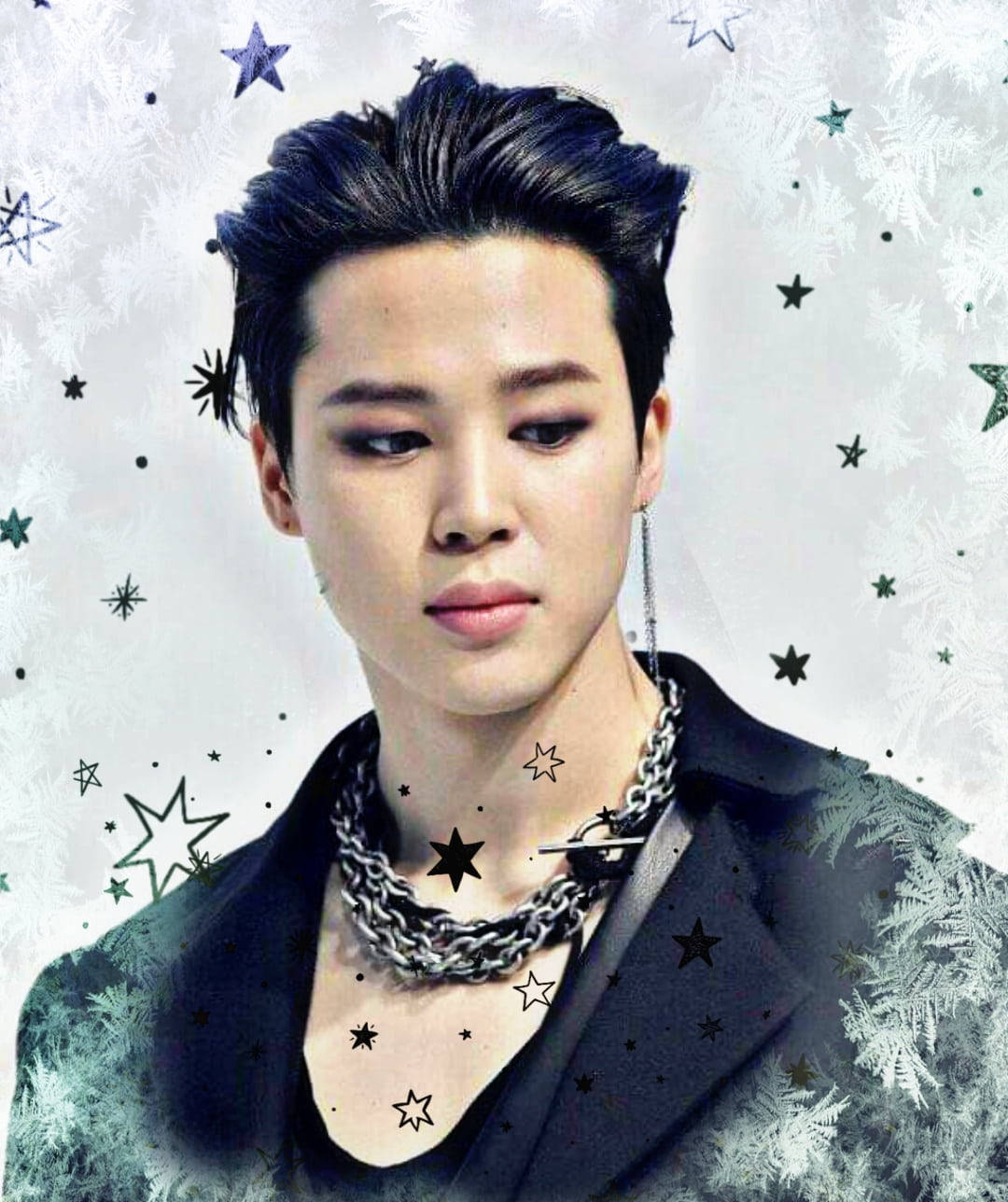 BTS Jimin, black outfit, chain necklace, HD Phone Wallpaper