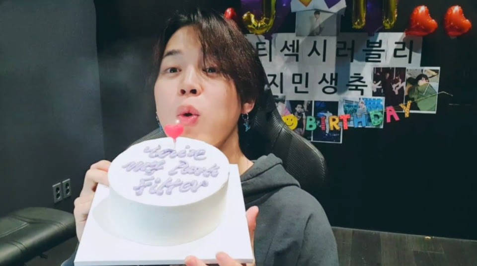 BTS Jimin, white birthday cake, candle, SD Desktop Wallpaper