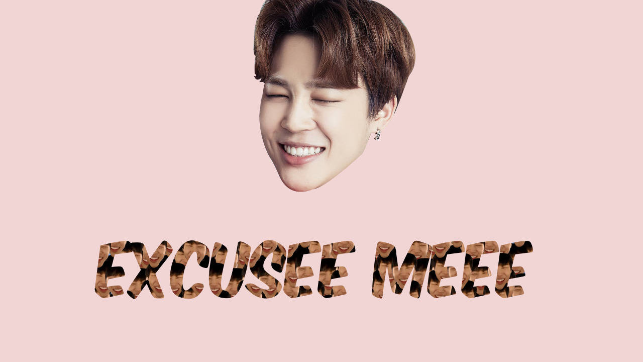 BTS Jimin, leopard-print text, EXCUSEE MEEE, HD Desktop Wallpaper