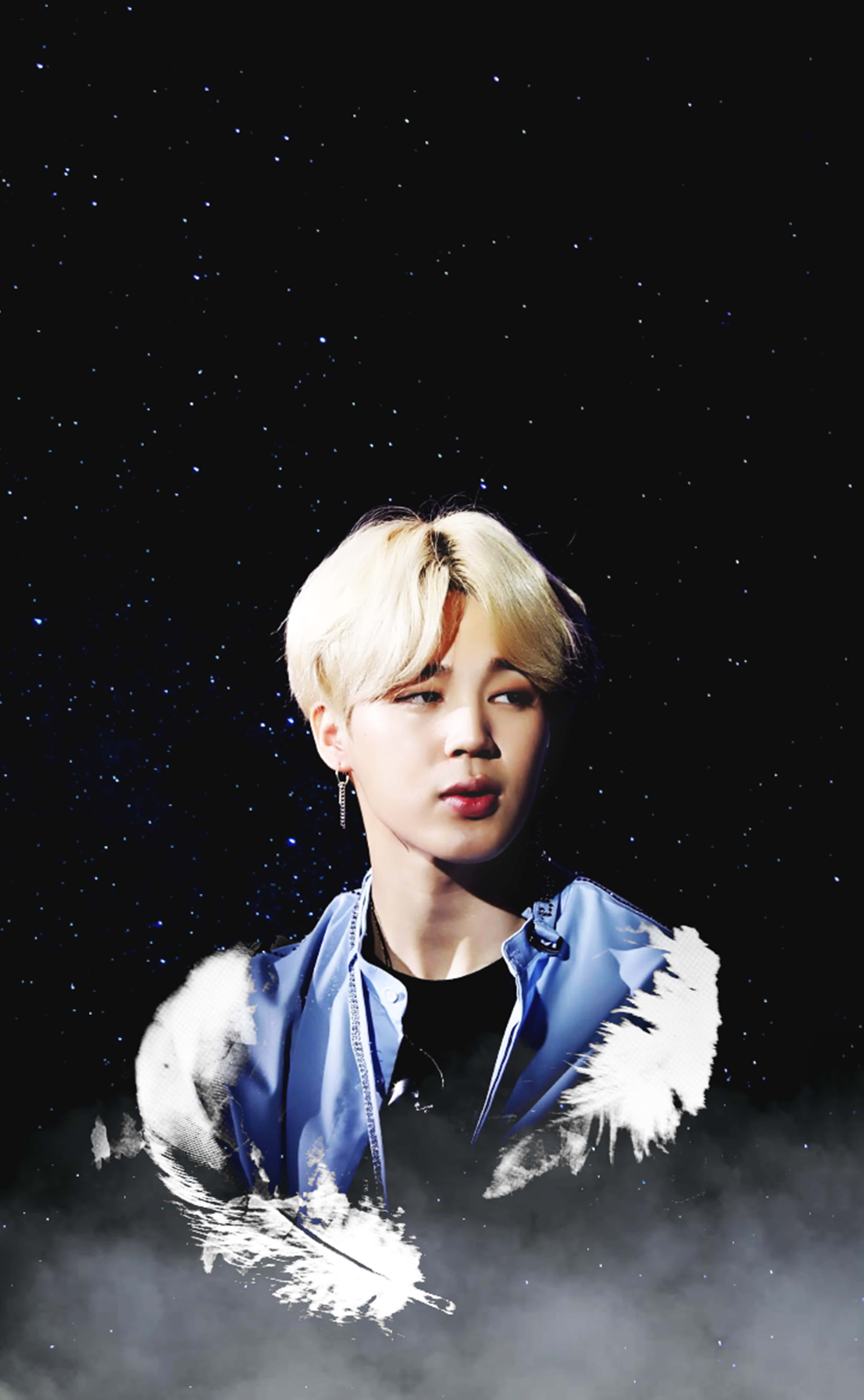 BTS Jimin, blonde hair, blue jacket, 5K Phone Wallpaper