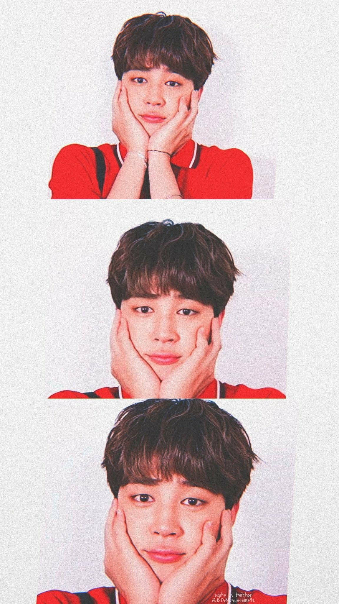BTS Jimin, red shirt, plain white background, Full HD Phone Wallpaper
