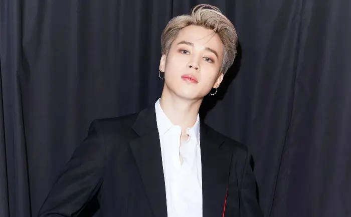 Jimin Of BTS, black suit, hoop earrings, SD Desktop Wallpaper