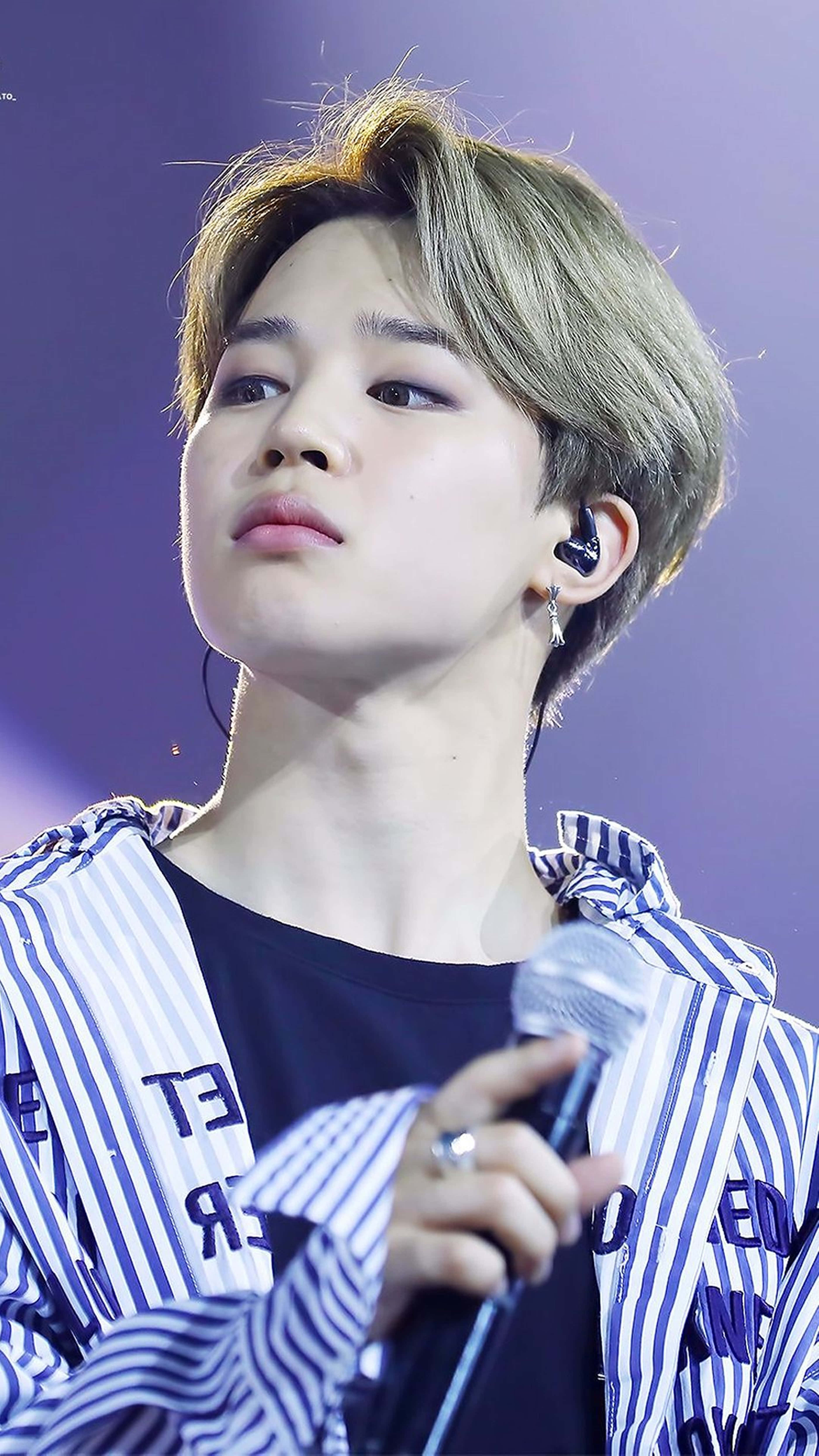 BTS Jimin, short blonde hair, microphone, 5K Phone Wallpaper