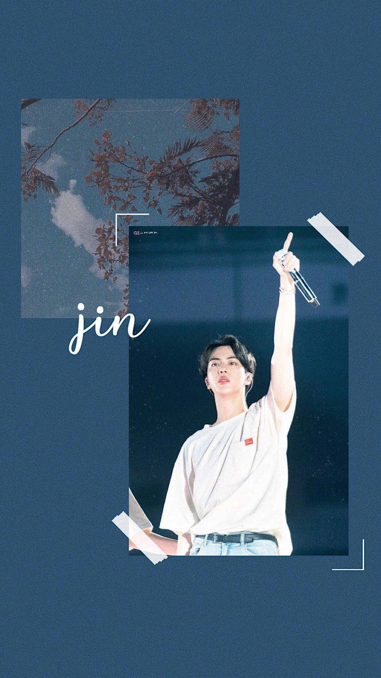 BTS Jin Aesthetic, white tee, microphone, Full HD Phone Wallpaper