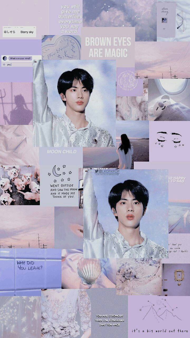 BTS Jin Aesthetic, lavender-toned, silver, HD Phone Wallpaper