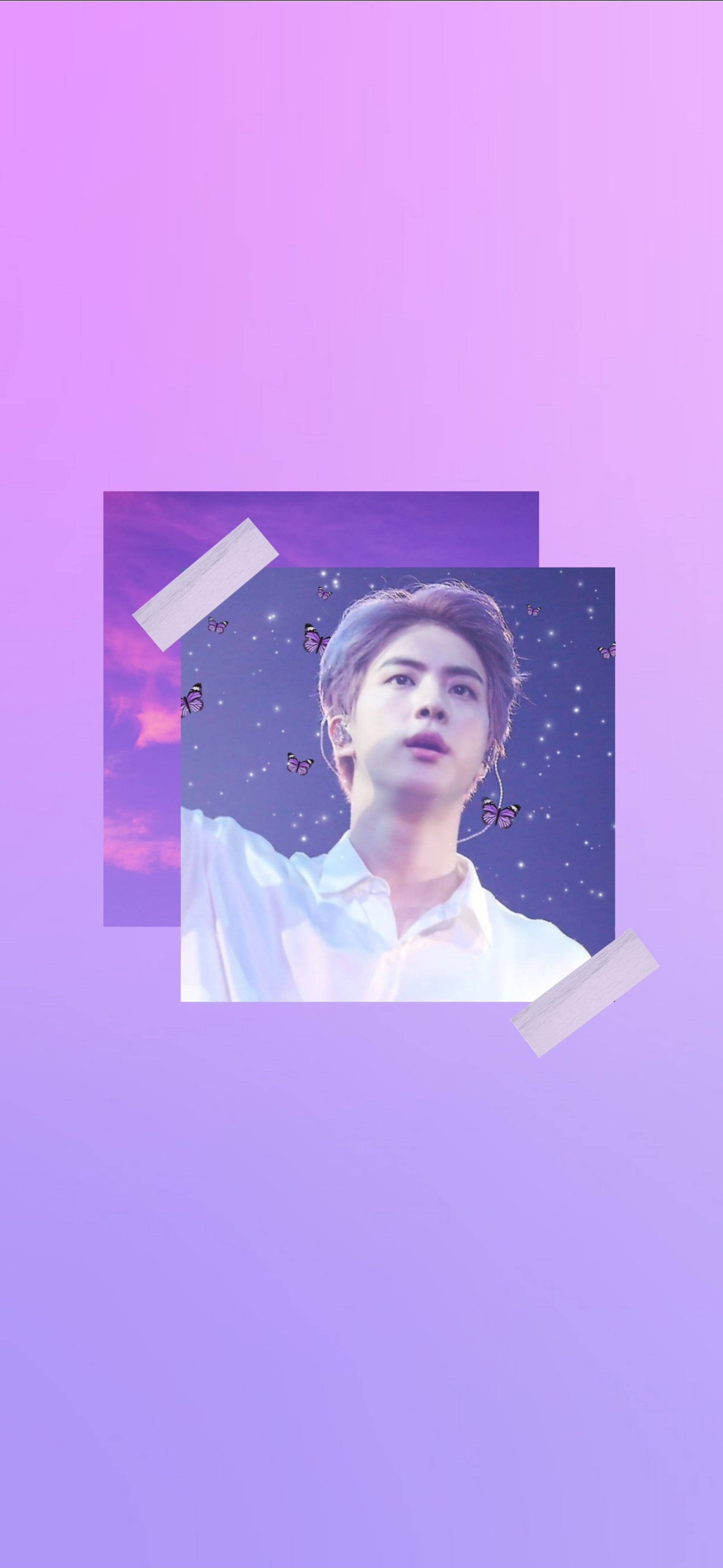 BTS Jin, purple aesthetic, starry purple sky, 2K Phone Wallpaper