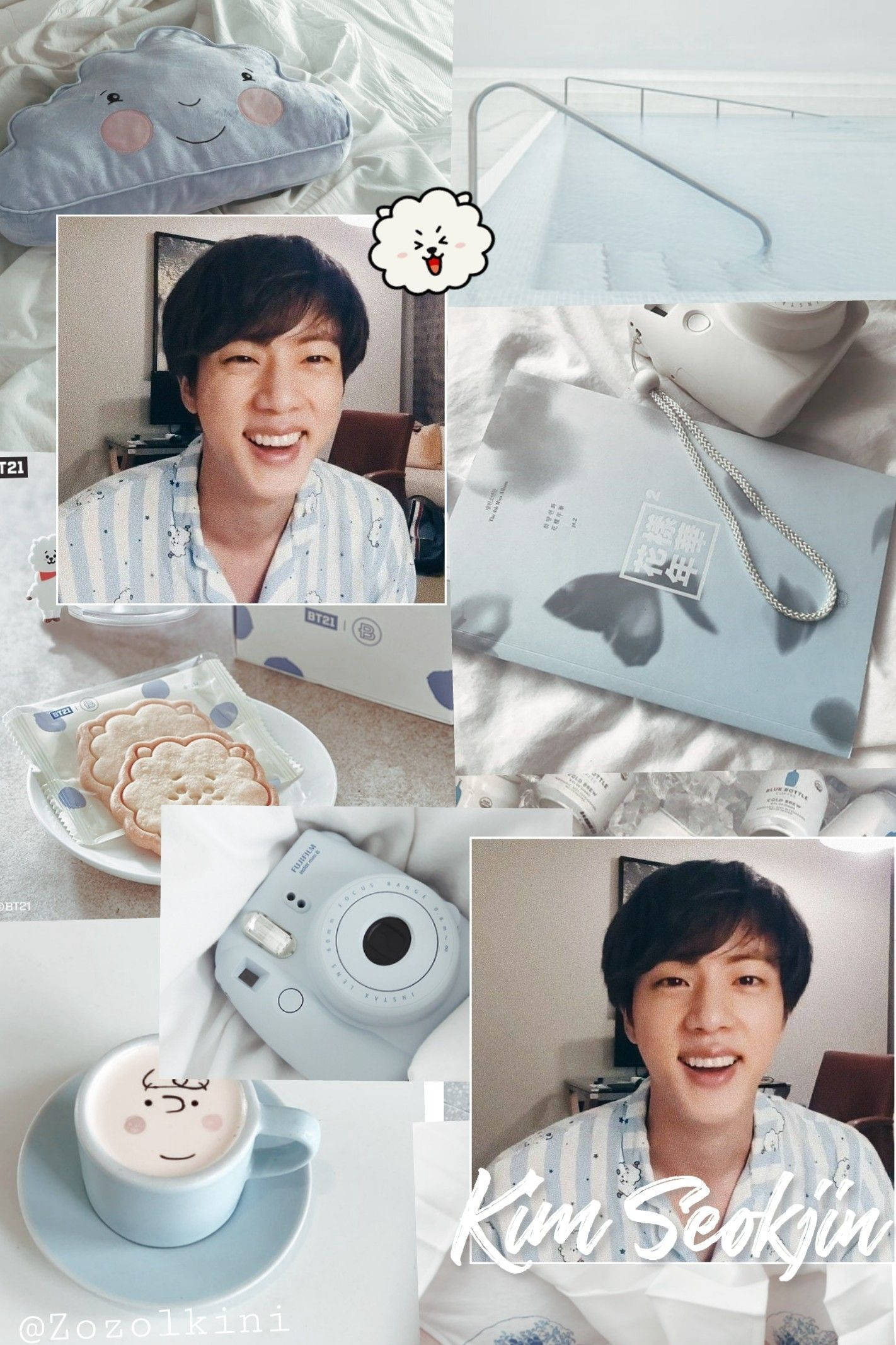 Baby Blue, BTS Jin Aesthetic, light blue themed items, Full HD Phone Wallpaper