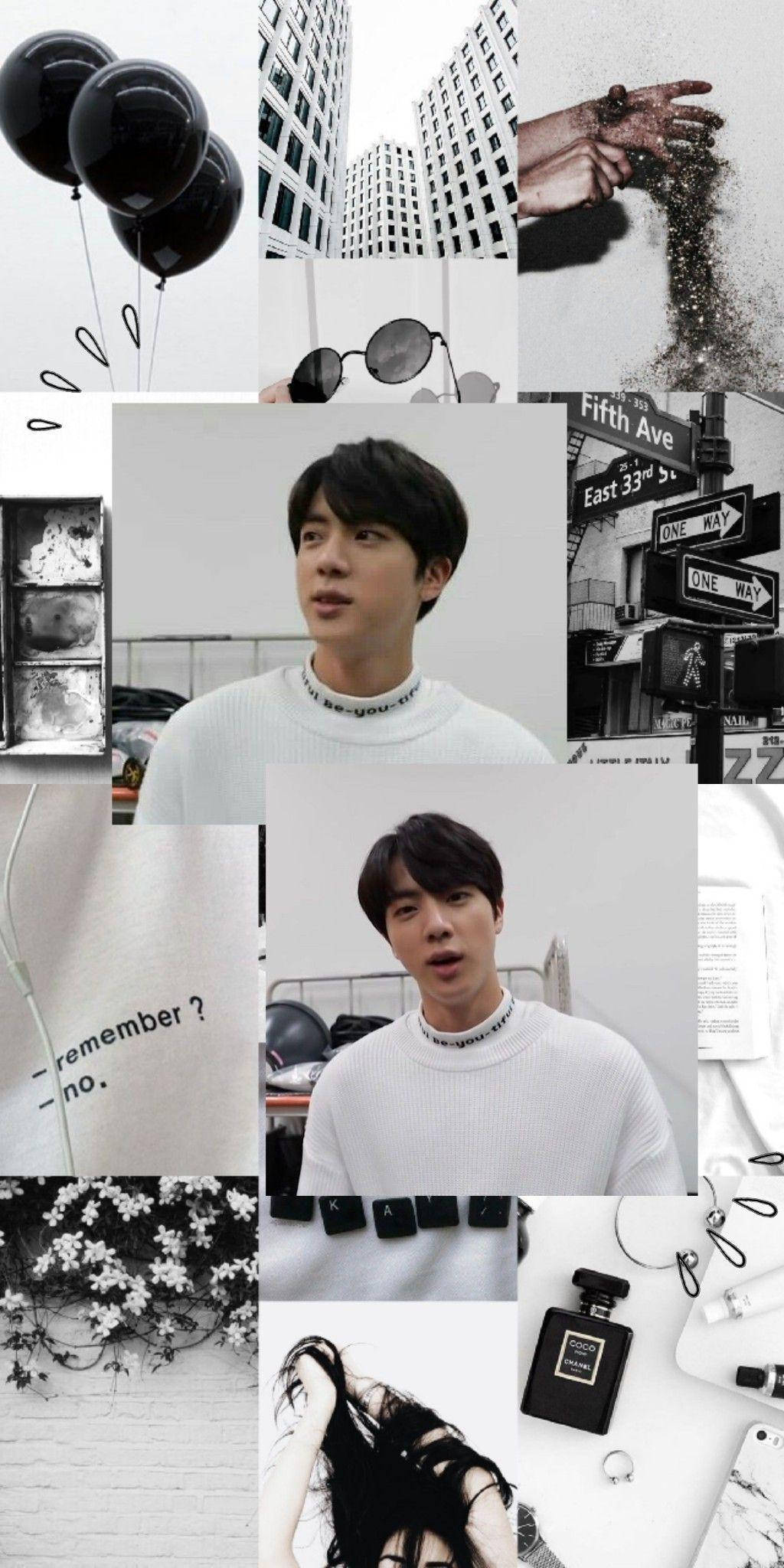 BTS Jin, monochrome, urban street scenes, Full HD Phone Wallpaper