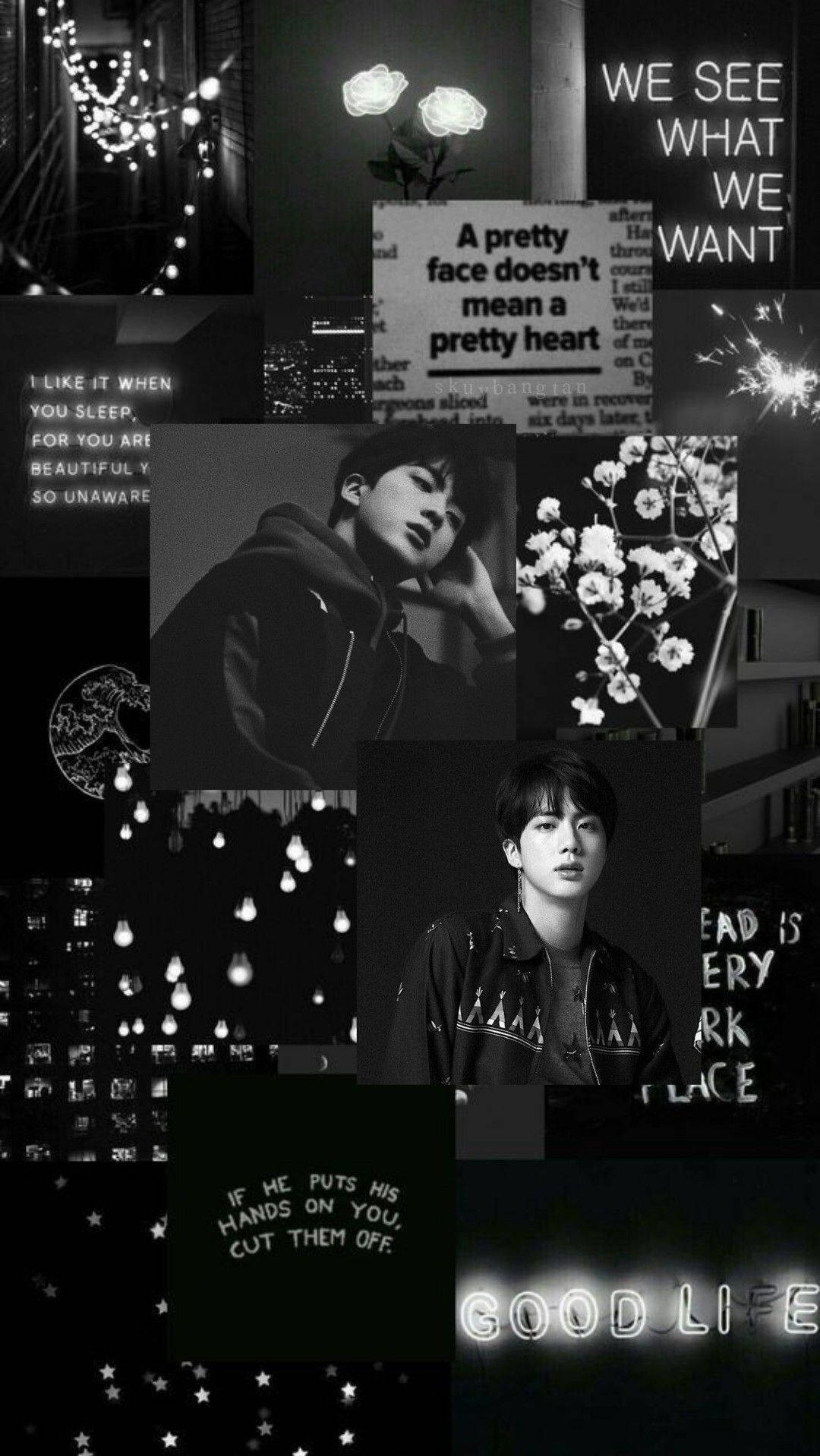 black themed, BTS Jin, aesthetic, HD Phone Wallpaper