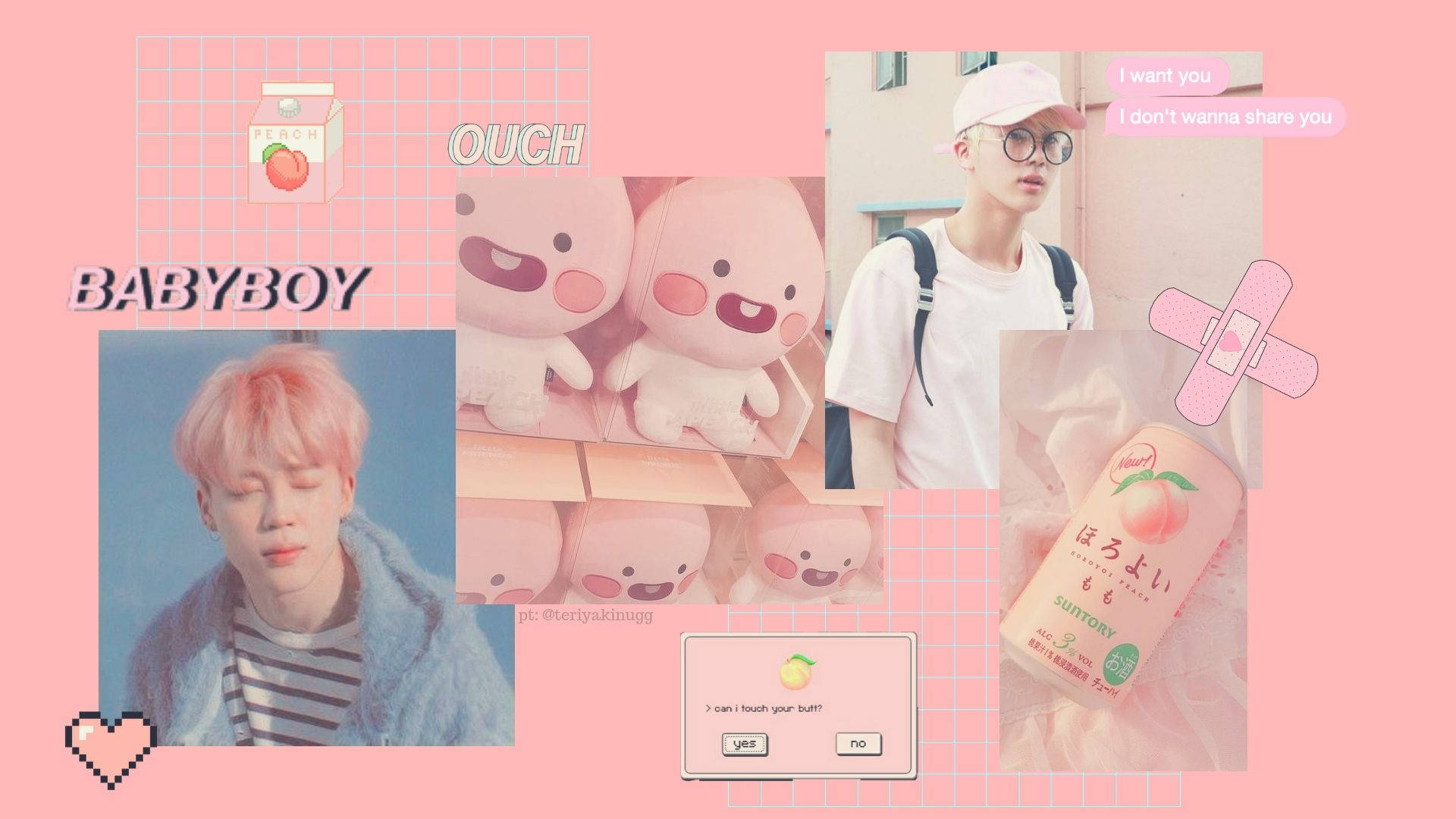 BTS Jin, pastel pink, pink hair, Full HD Desktop Wallpaper