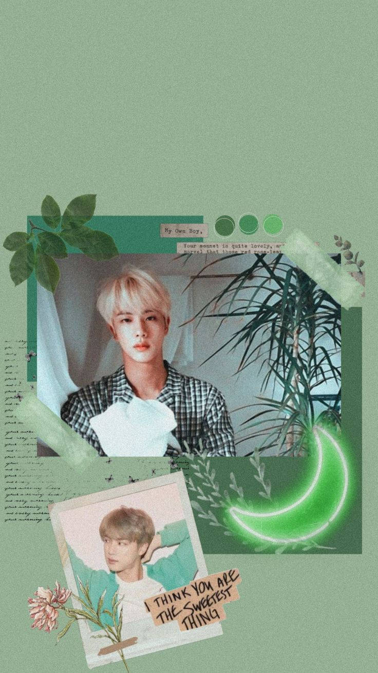 green, BTS Aesthetic, Jin, HD Phone Wallpaper