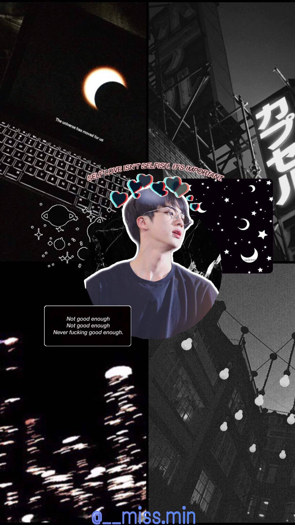 BTS Jin, glasses, cosmic imagery, Full HD Phone Wallpaper