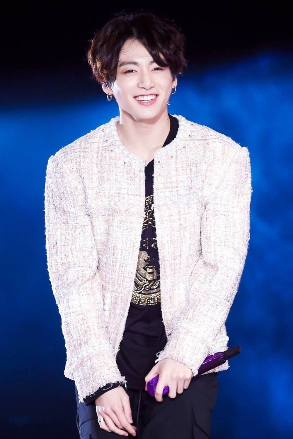 BTS JK, textured white jacket, black shirt, HD Phone Wallpaper