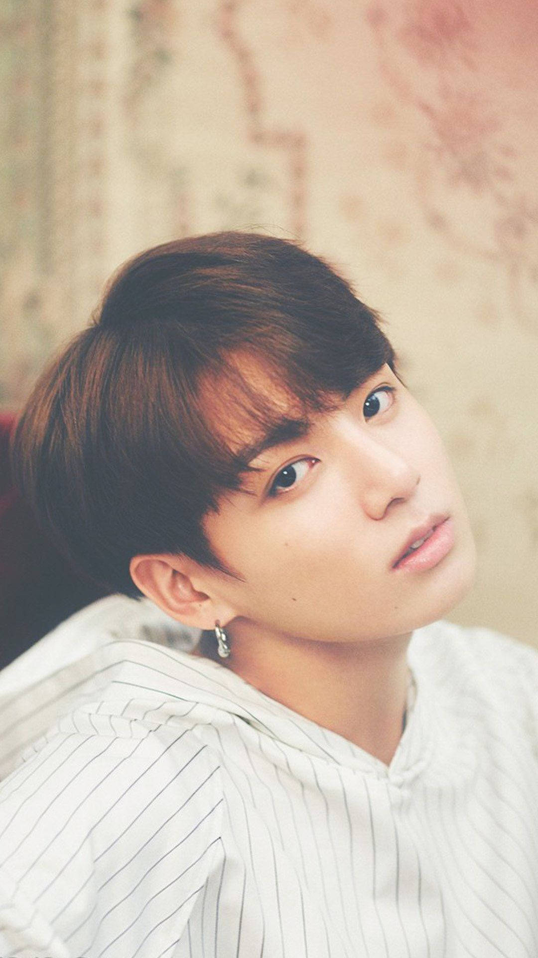 BTS JK, brown hair, silver earring, Full HD Phone Wallpaper