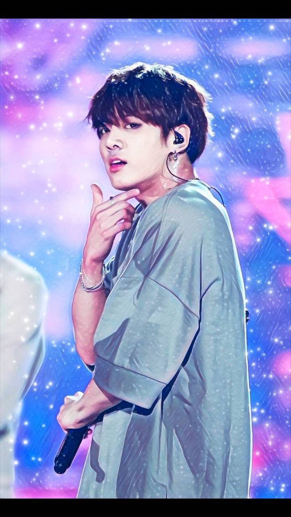 BTS JK, gray shirt, microphone, HD Phone Wallpaper