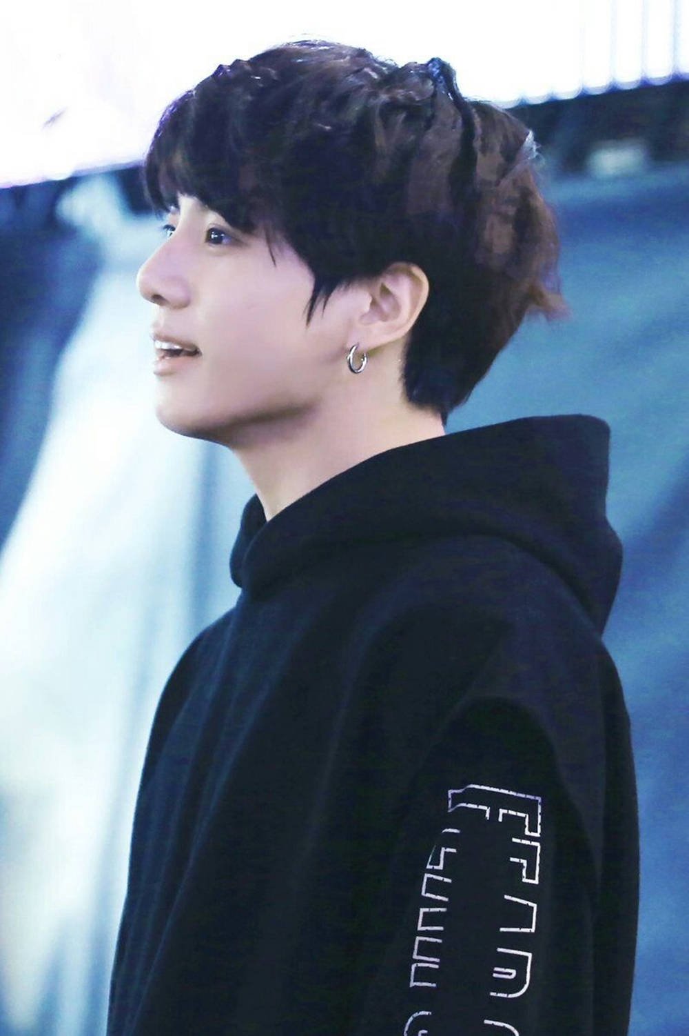 BTS JK, dark hair, hoop earring, HD Phone Wallpaper