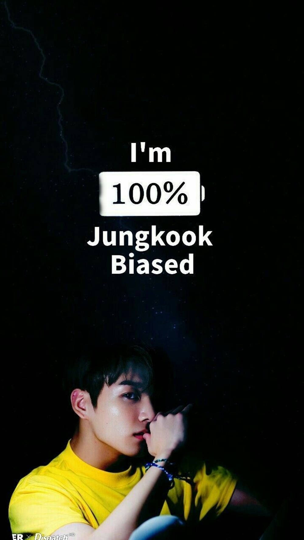 BTS Jung Kook, yellow shirt, dark starry sky, HD Phone Wallpaper